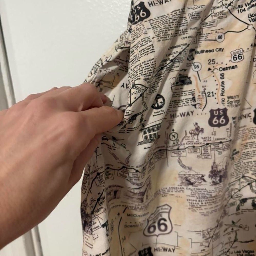 Really fun skirt with with Route 66 map print cotton made in USA med - Picture 5 of 8